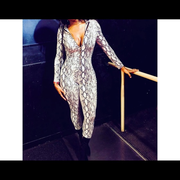 Snakeskin Curve Hugging Bodysuit - Picture 1 of 4